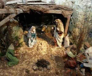 пазл Сцена Рождества Иисуса в стабильной вблизи Вифлеема